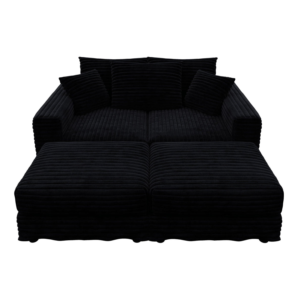 Deep Seat Convertible Sofa With Soft Pillows And Ottomans