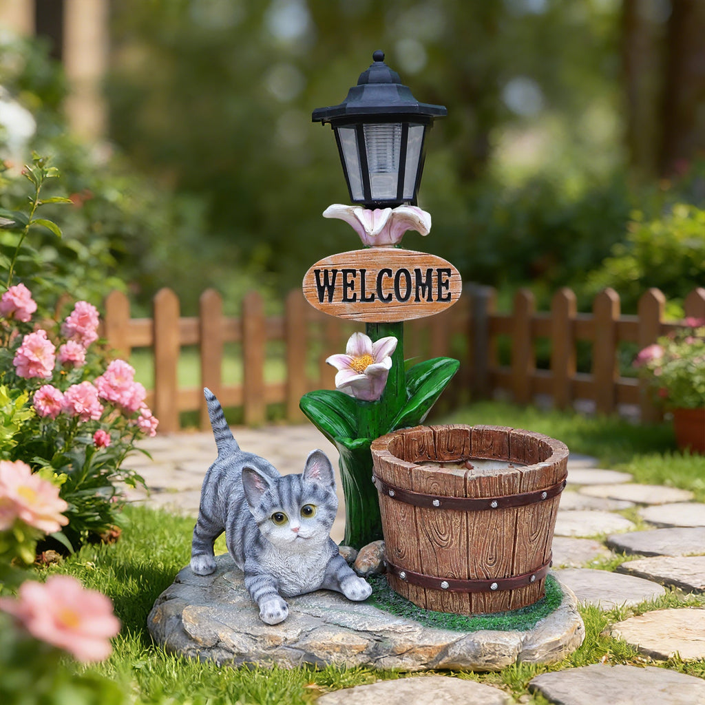 Lying Cat Solar Planter Garden Decor