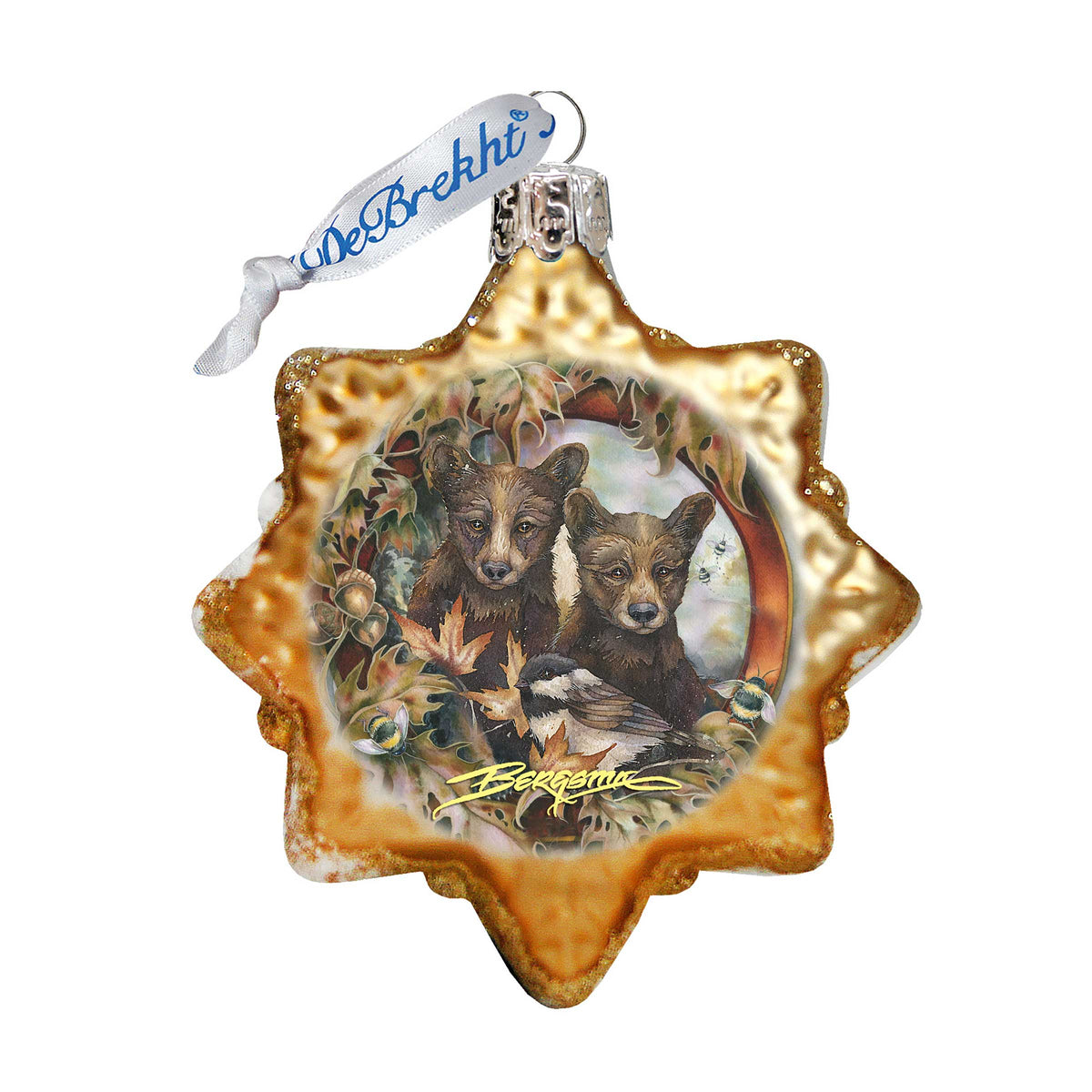 Simple Joys Black Bear Cubs Mercury Glass Ornament by J. Bergsma - Wildlife Holiday Decor - 7783850-JB