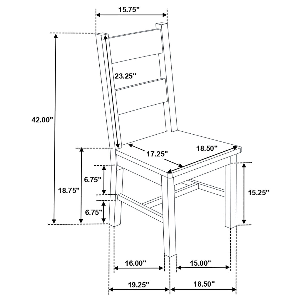 Ladder Back Dining Chairs With Straight Seat (Set of 2) - Brown