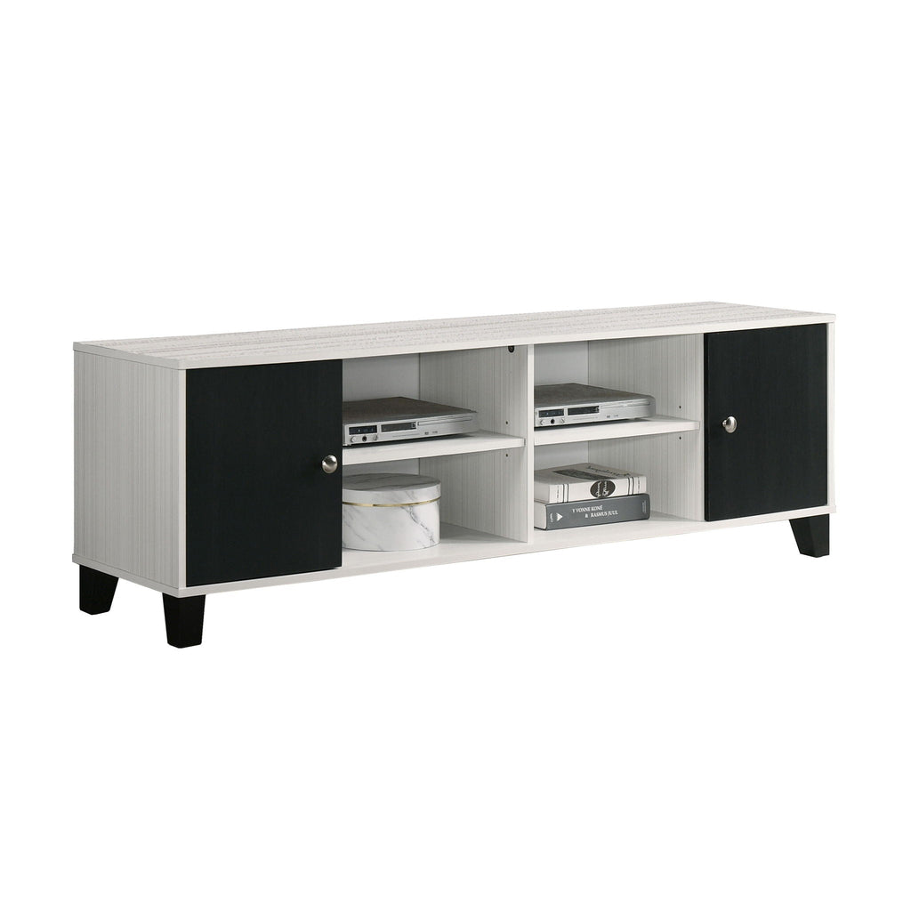 2 Tone TV Stand With Open Shelving And Concealed Storage Living Room Furniture - Black / White