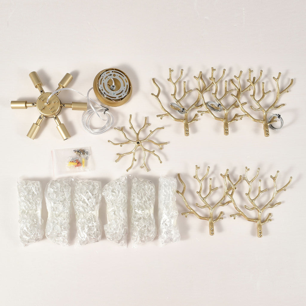 6-Light Chandelier Crystal Ceiling Lamp in Gold