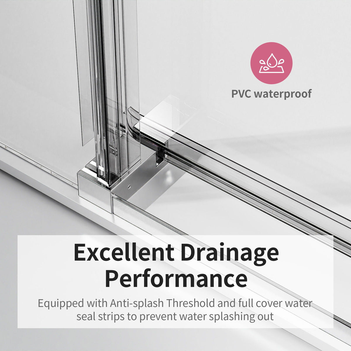 Frameless Single Sliding Soft Close Shower Doors, 3 / 8" Tempered Glass Reversible Installatio
