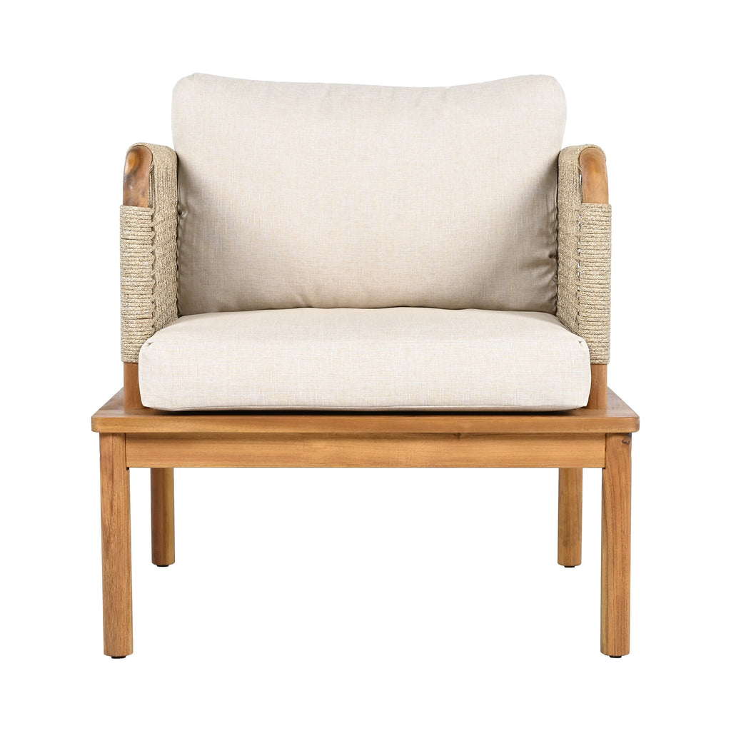 Outdoor 5-Piece Acacia Wood and Rope Patio Sofa Set