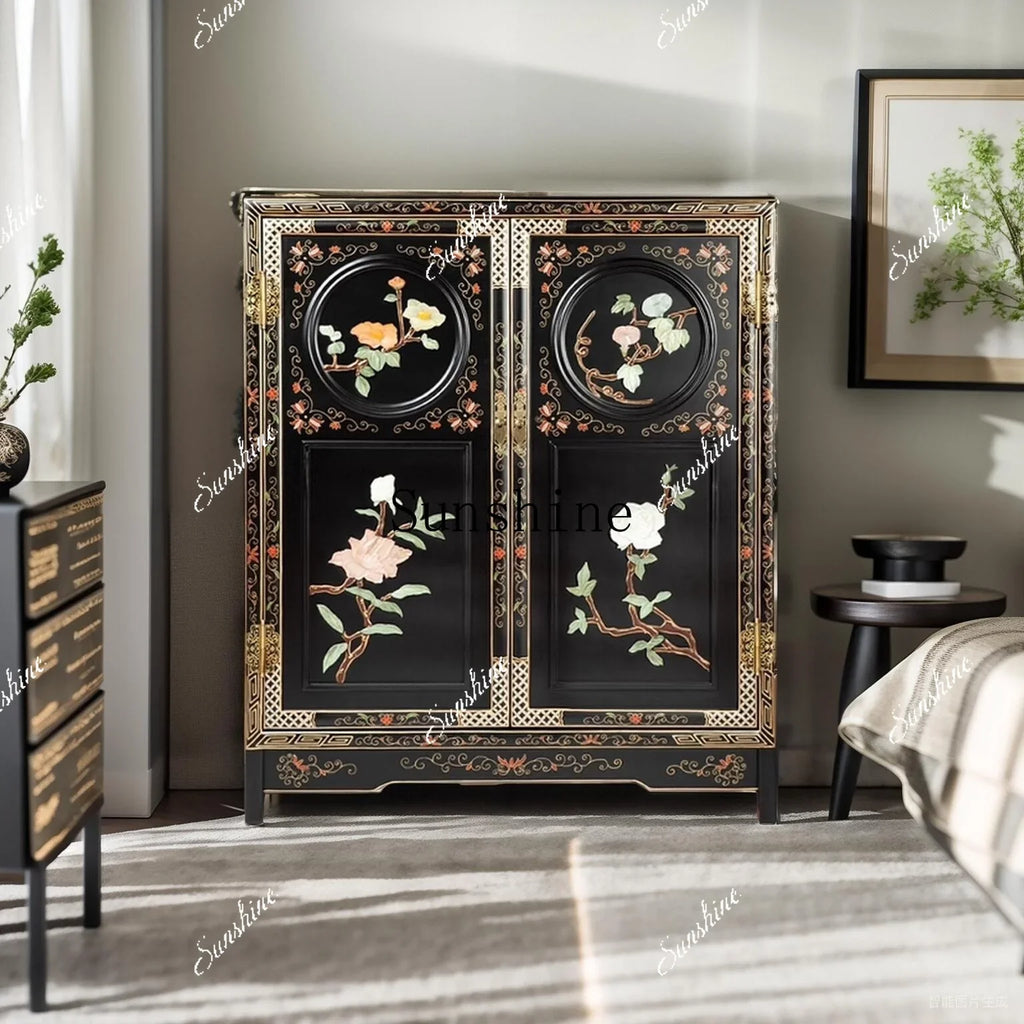 New Chinese Classical Mahogany Door Cabinet – Antique Style Storage Credenza