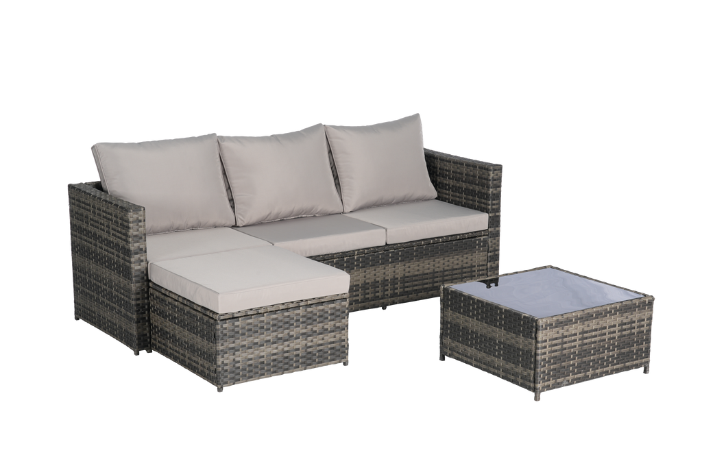 2 Pieces Patio Furniture Set with Woven Sectional and Ottoman