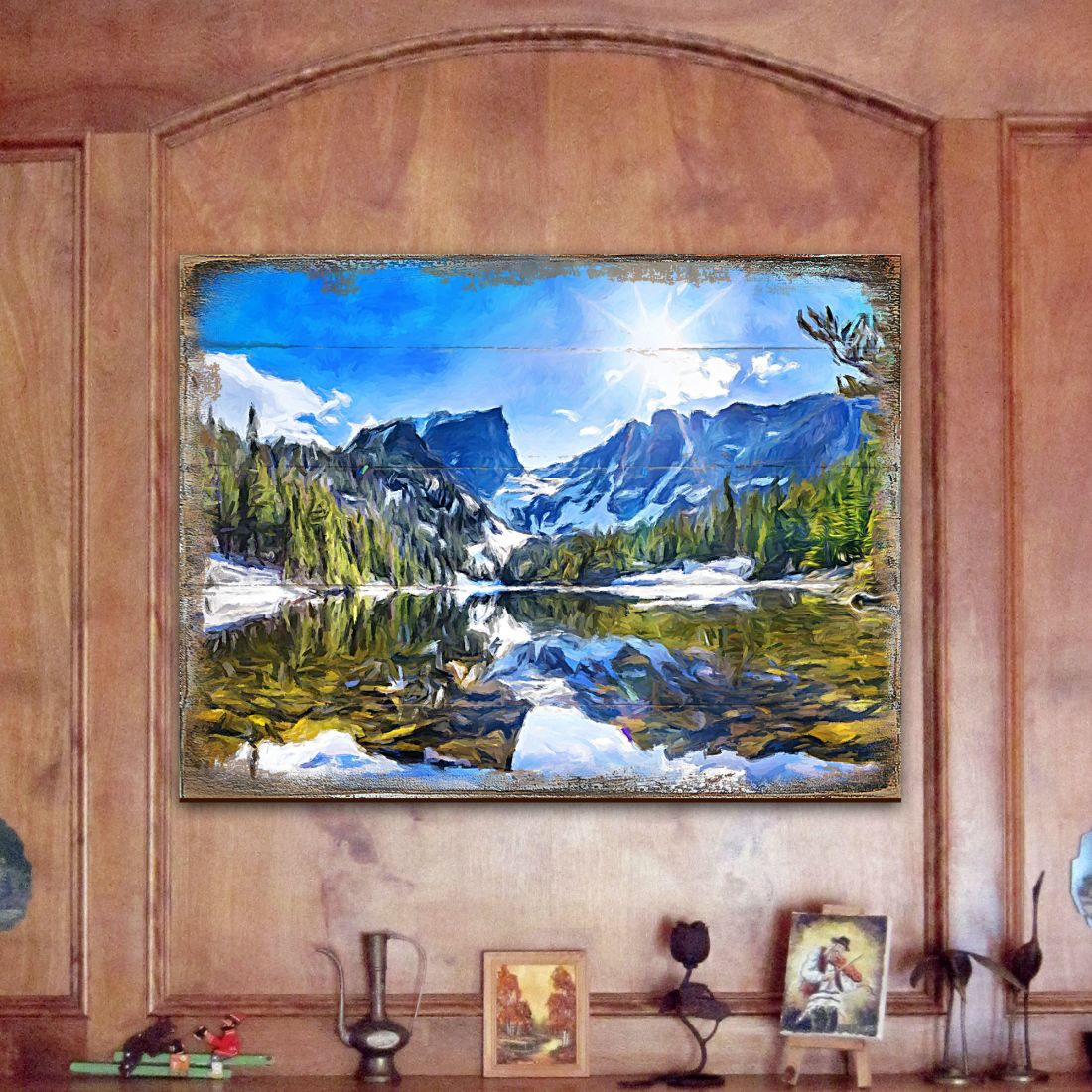 Forest Mountains Art Wooden Wall Art by Nature Wonders - Nature Wildlife Decor  - 95237B