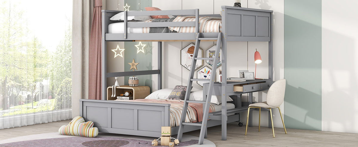 Full Over Full Bunk Bed With Desk