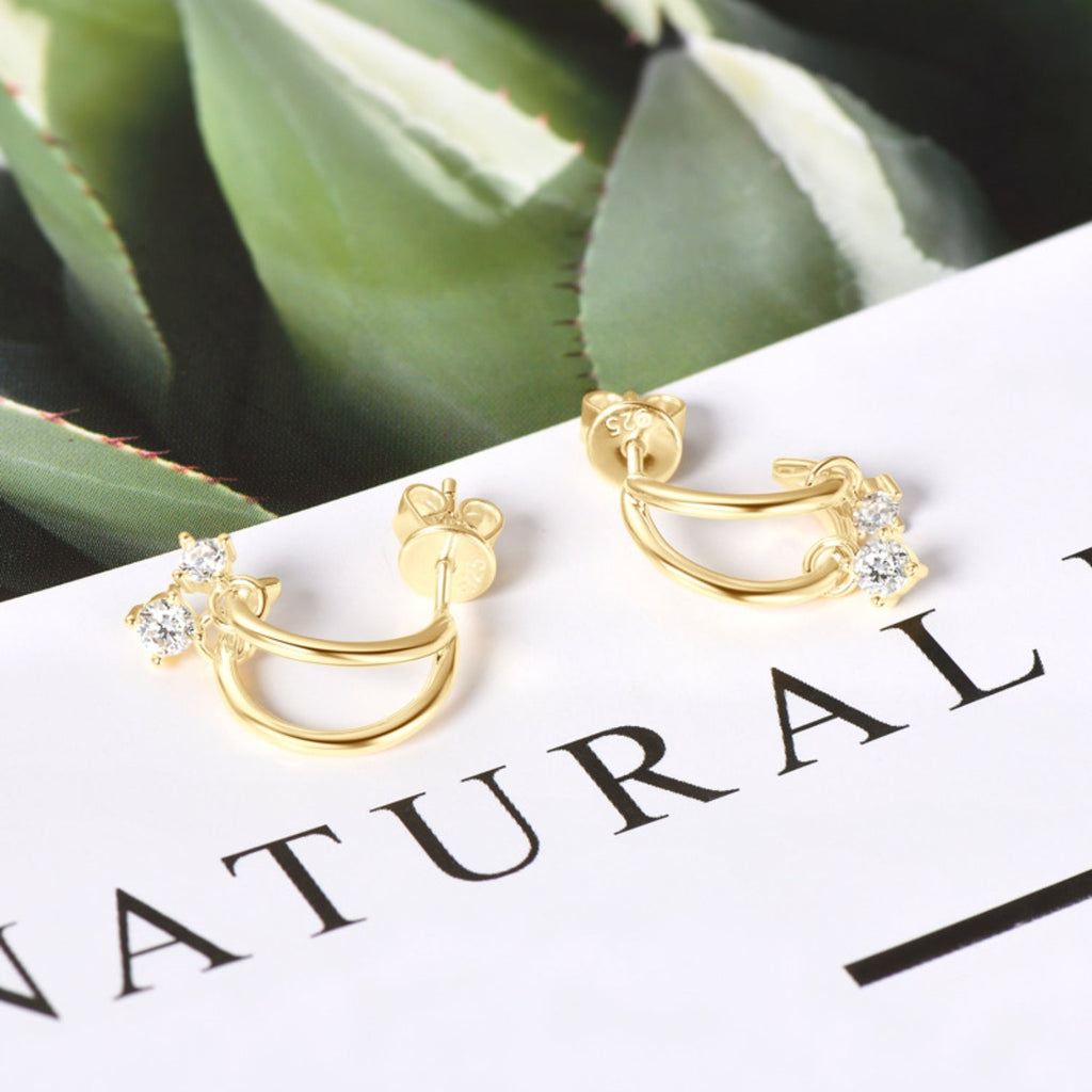 Platinum-Plated Pure Sterling Silver Sparkala™ C-Hoop Earrings