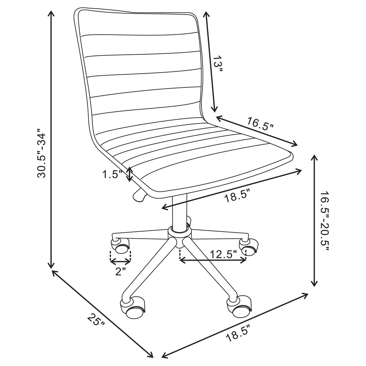 Armless Office Chair, Adjustable Height