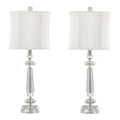 Karat - Contemporary Crystal Table Lamp (Set of 2) - Clear Crystal / Chrome / White Softback