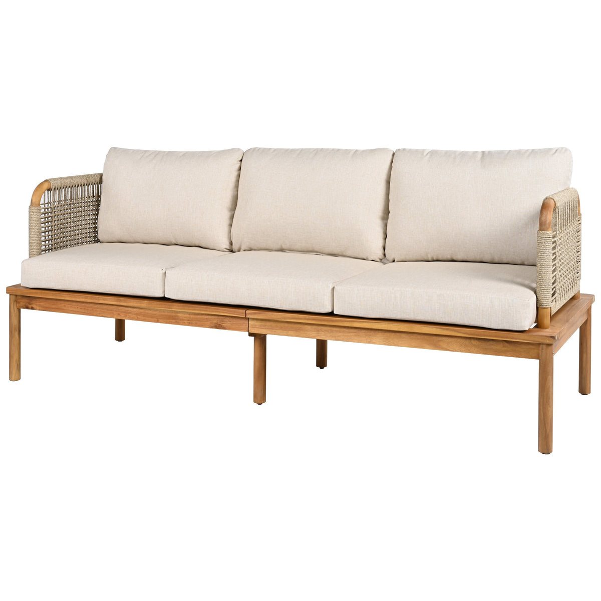 Outdoor 5-Piece Acacia Wood and Rope Patio Sofa Set