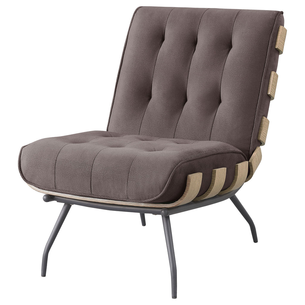 Staten - Upholstered Armless Accent Chair - Dark Brown