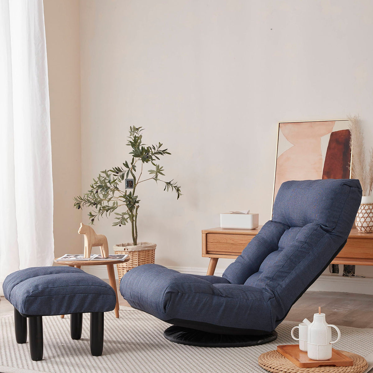 Adjustable Japanese Reclining Floor Chair Sofa With Metal Frame For Living Room