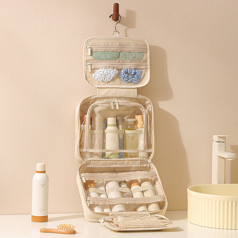 Large-Capacity Oxford Cloth Hanging Portable Toiletry And Makeup Bag For Easy Travel Combing