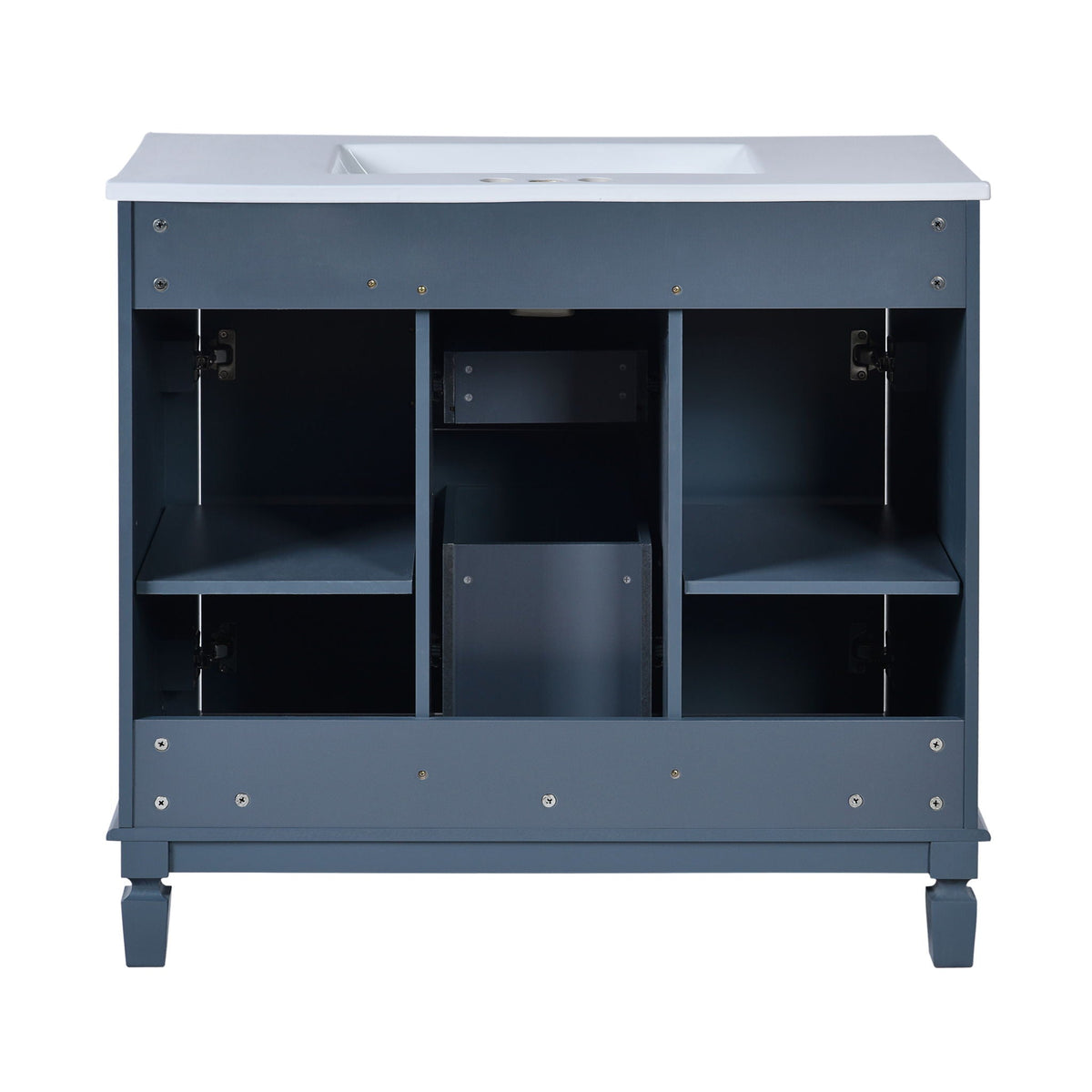 36" Bathroom Vanity With Ceramic Sink and Soft-Close Doors - Blue