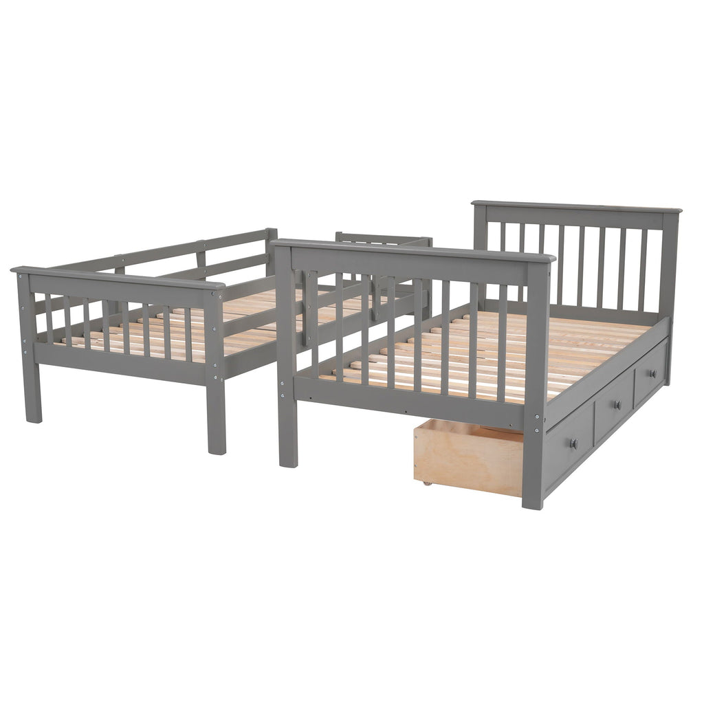 Stairway Bunk Bed With Storage And Guard Rail For Bedroom