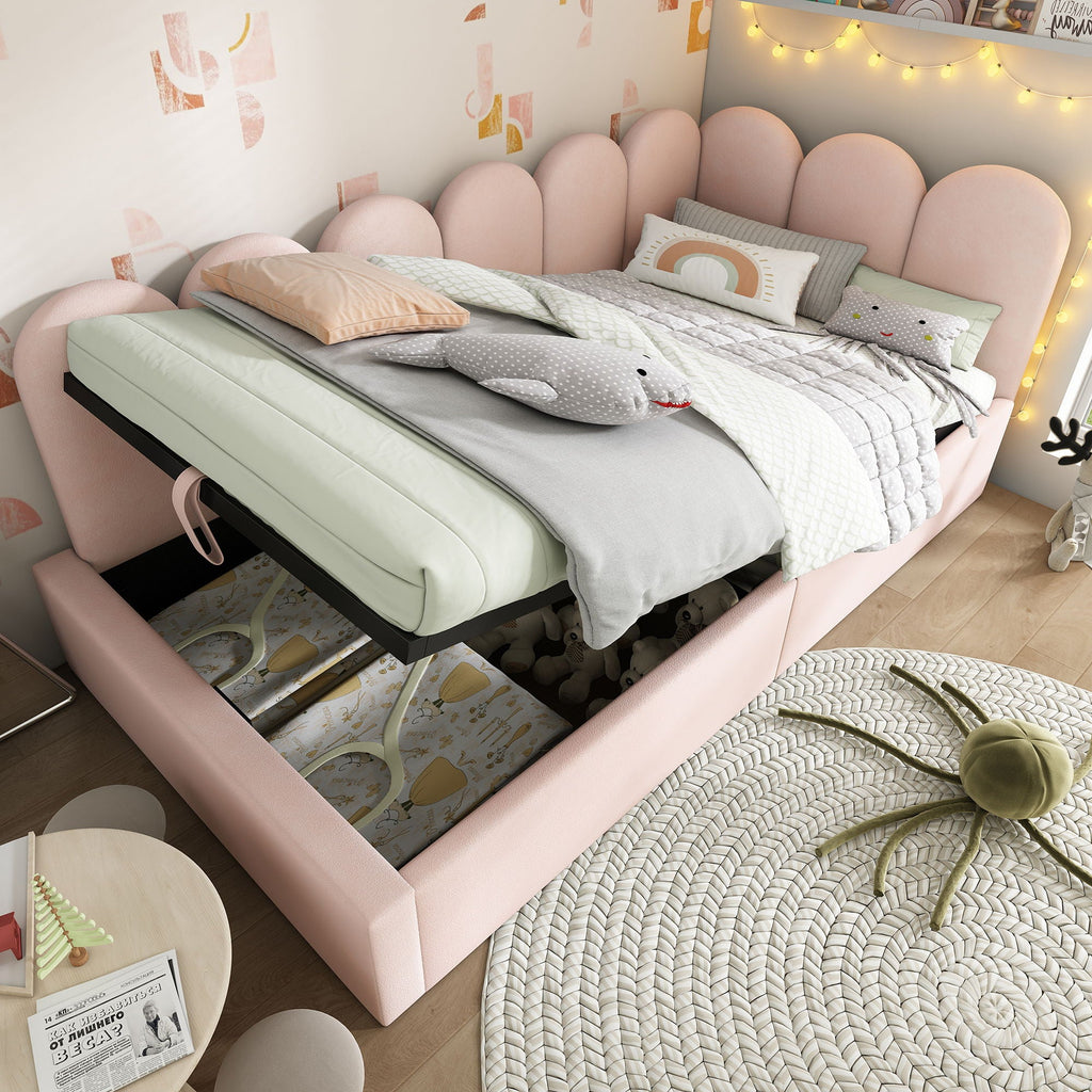 Upholstered Daybed With Metal Slatted Base