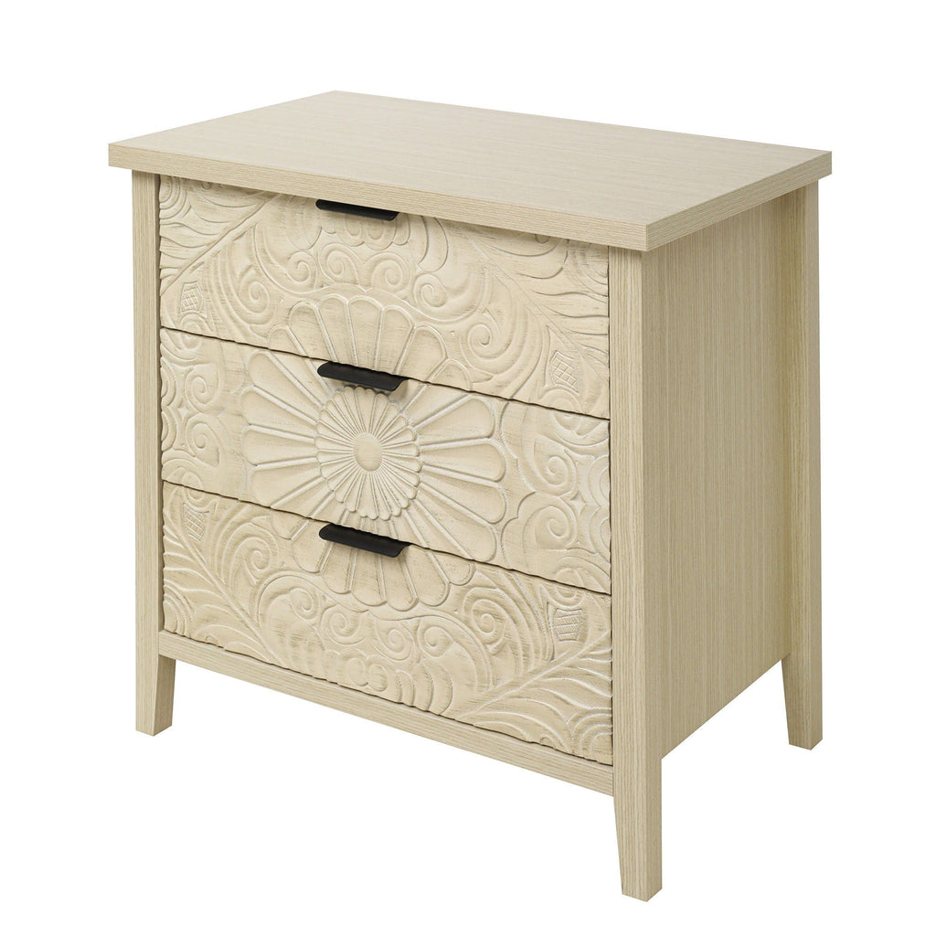 3 Drawer Cabinet - Natural Wood Finish