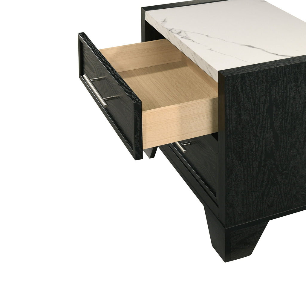 2 Drawers Nightstand - Black / White