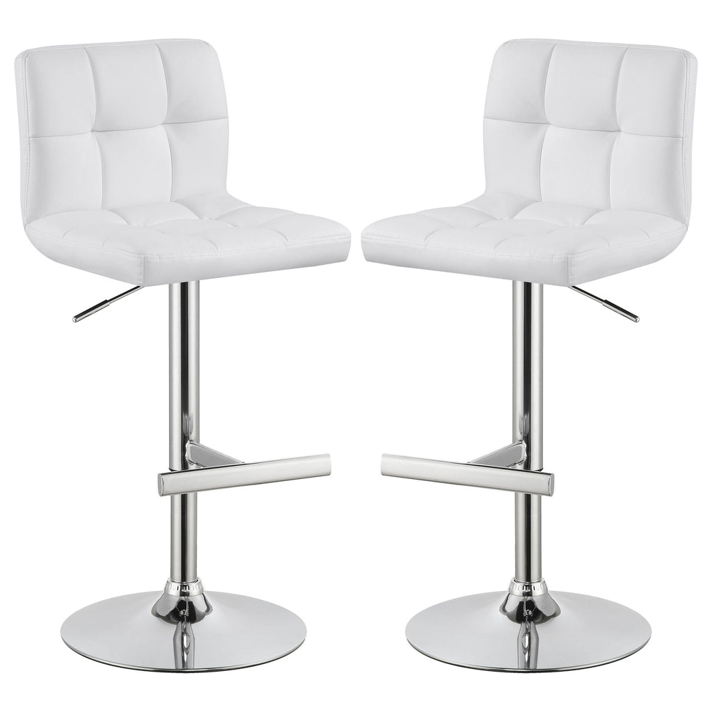 Lenny - Upholstered Adjustable Bar Stool (Set of 2) - White