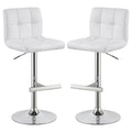 Lenny - Upholstered Adjustable Bar Stool (Set of 2) - White