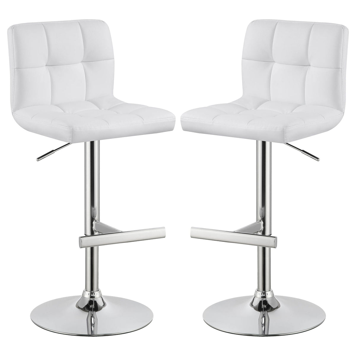 Lenny - Upholstered Adjustable Bar Stool (Set of 2) - White