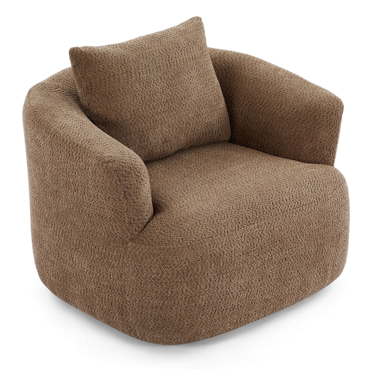 360° Swivel Barrel Sofa Chair With Throw Pillow, Upholstered Accent Chair