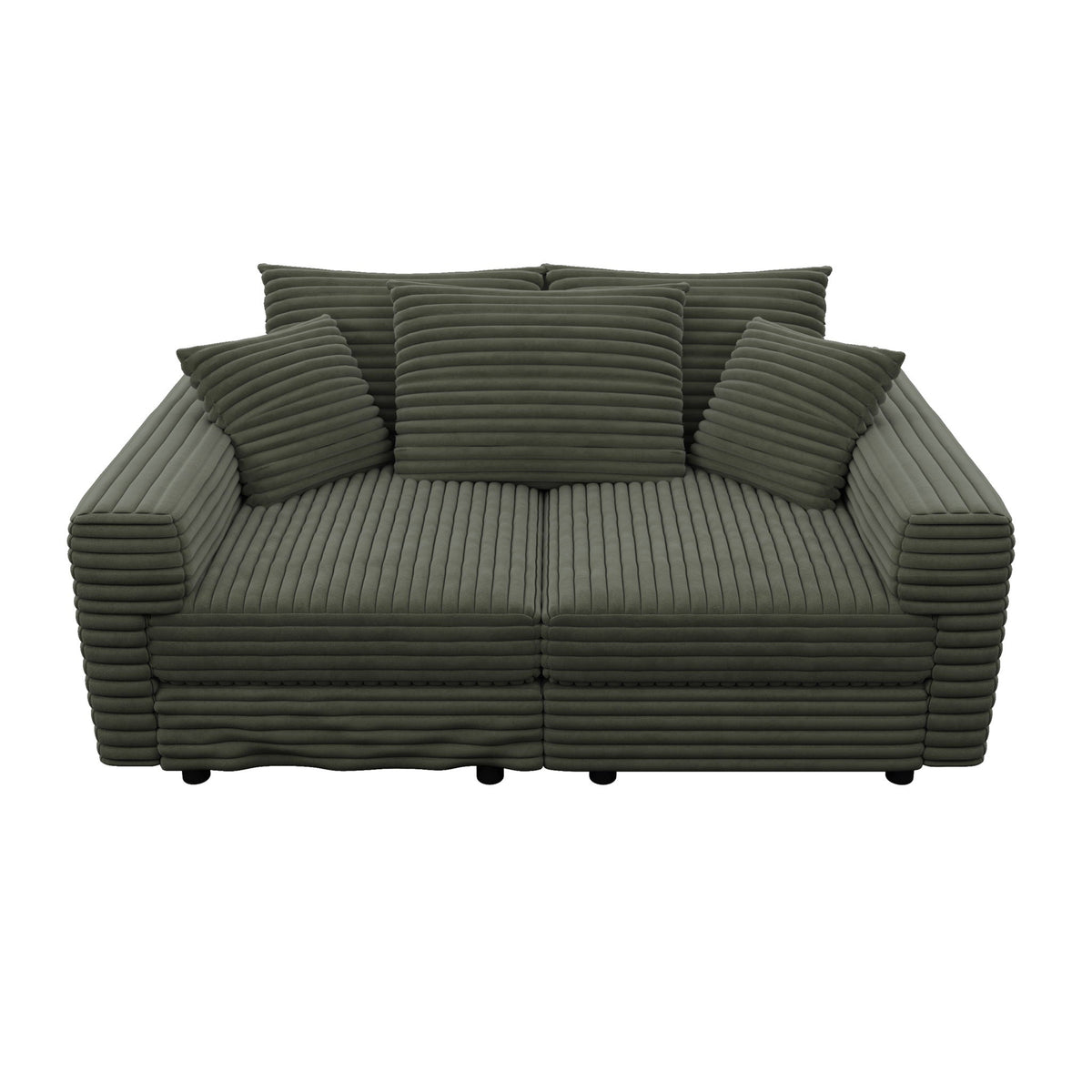 Convertible Deep Seat Sofa With Soft Pillows And Ottomans