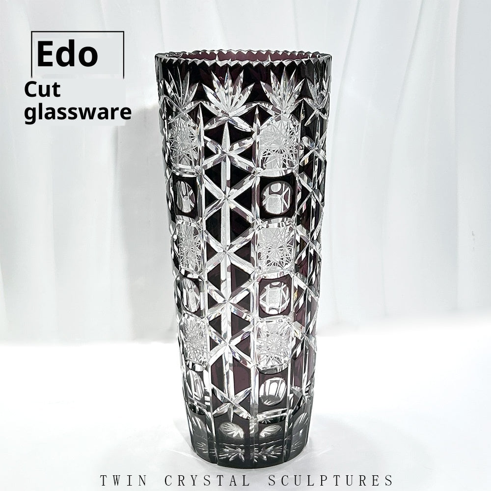 Chinese Style Hand Carved Glass Vase