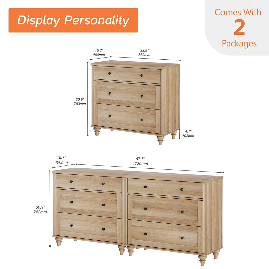 Oak 6 Dresser for Living Room