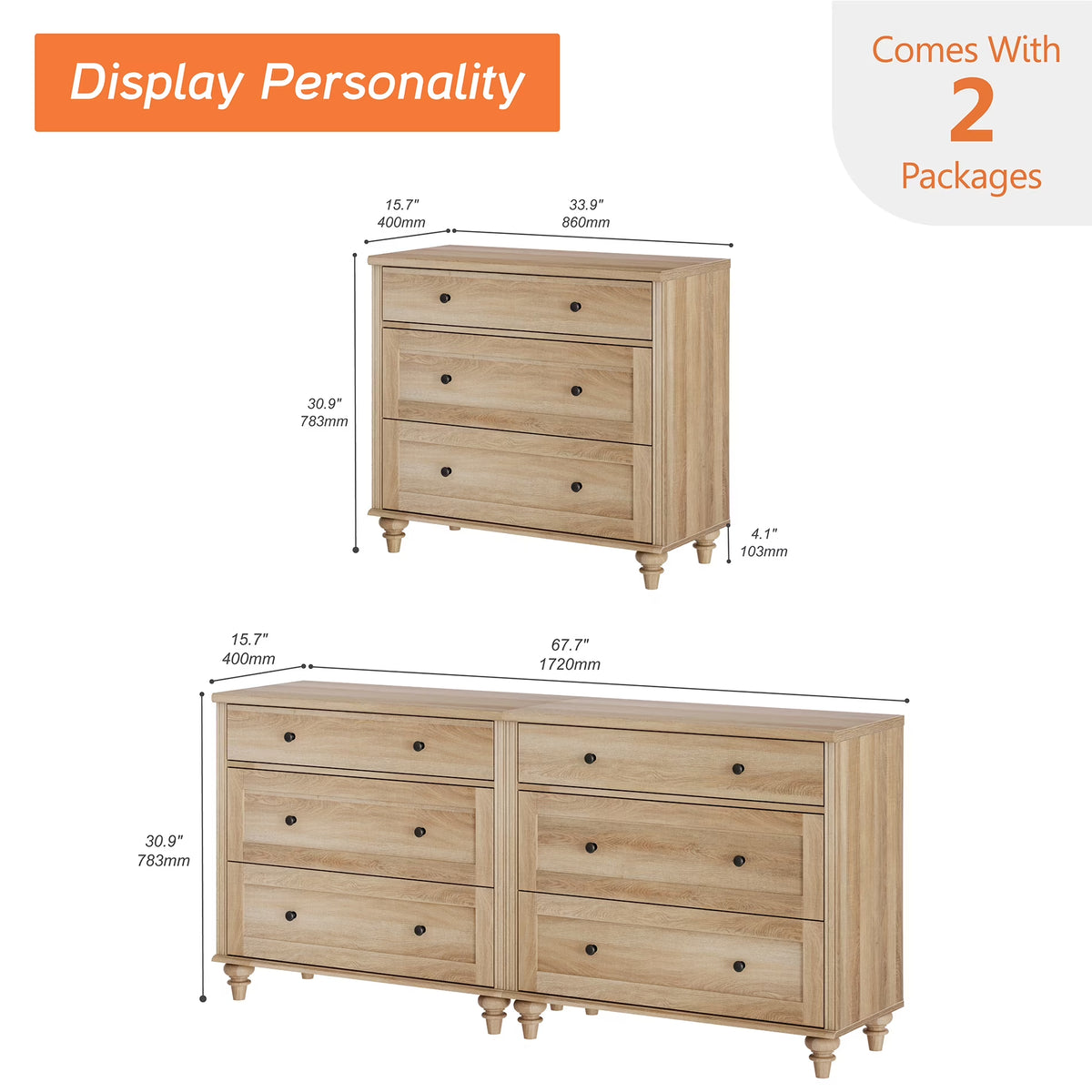 Oak 6 Dresser for Living Room