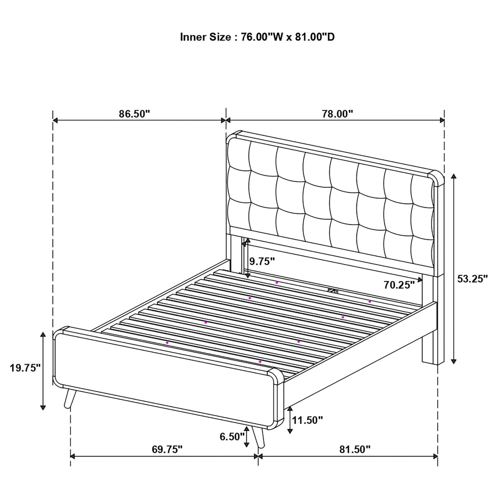 Carson Carrington - Platform Bed With Tufted Upholstery
