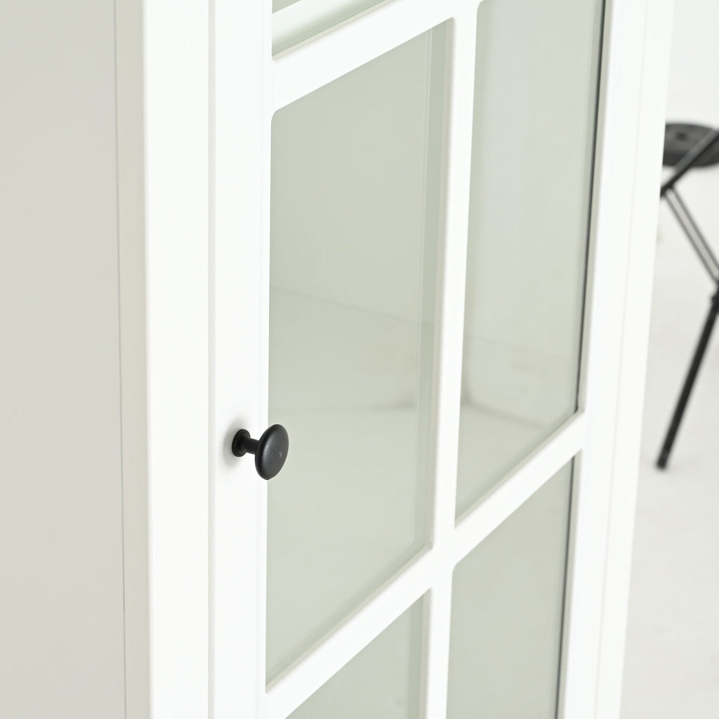 Retro Style Hutch Cabinet With Glass Door, China Cabinet For Home