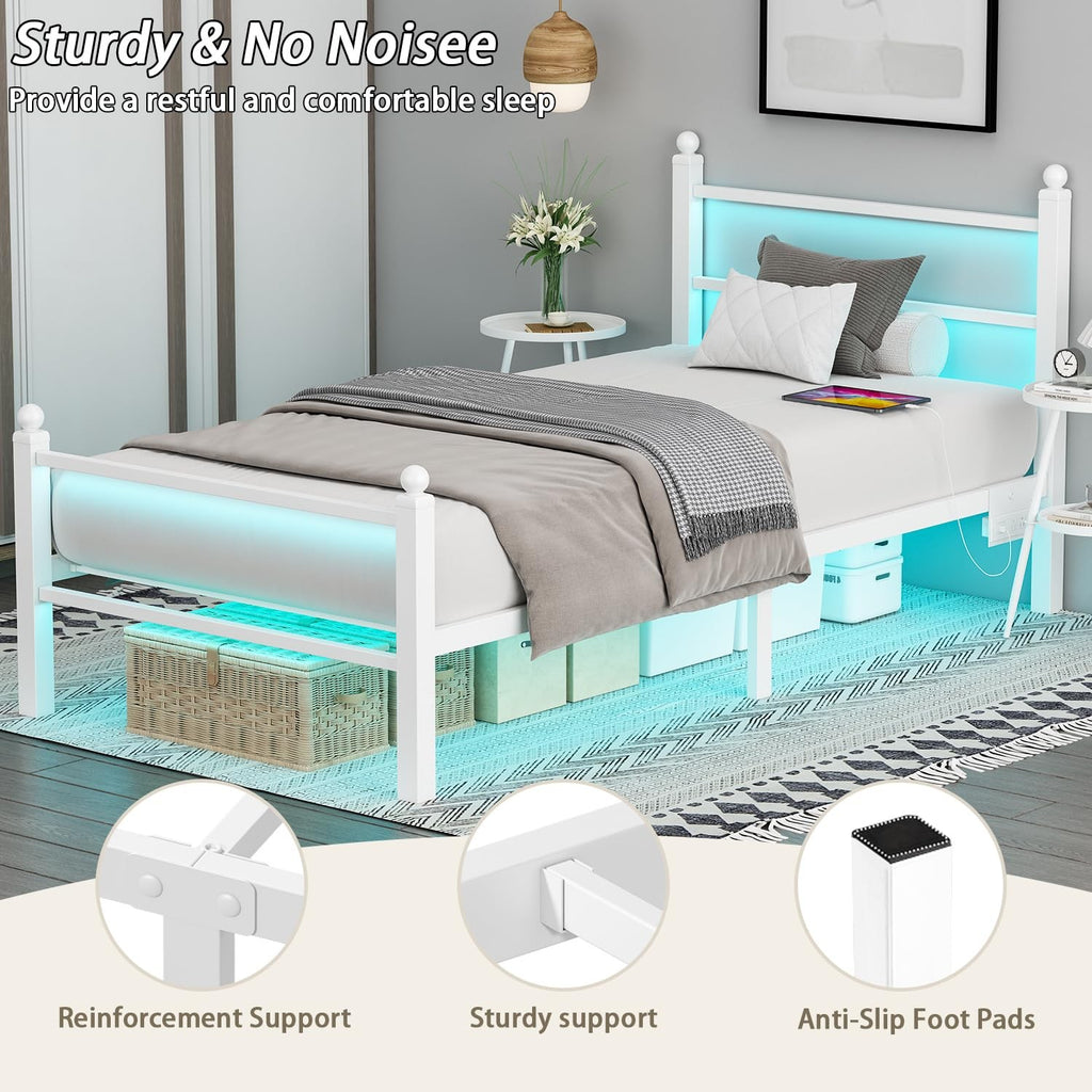 Twin Bed Frames with Headboard and Footboardwhite Metal Platform Bed Frame With
