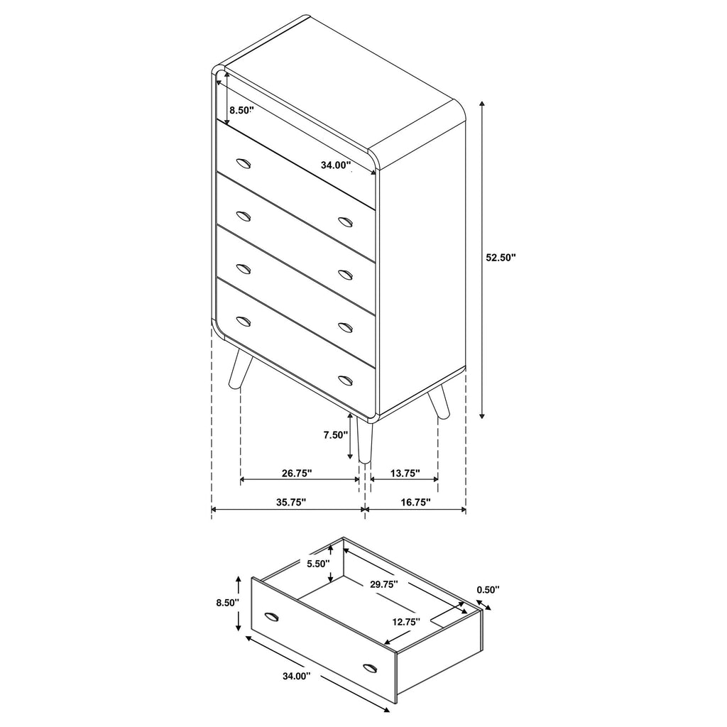 Winston - 5 Drawer Bedroom Chest - Wood
