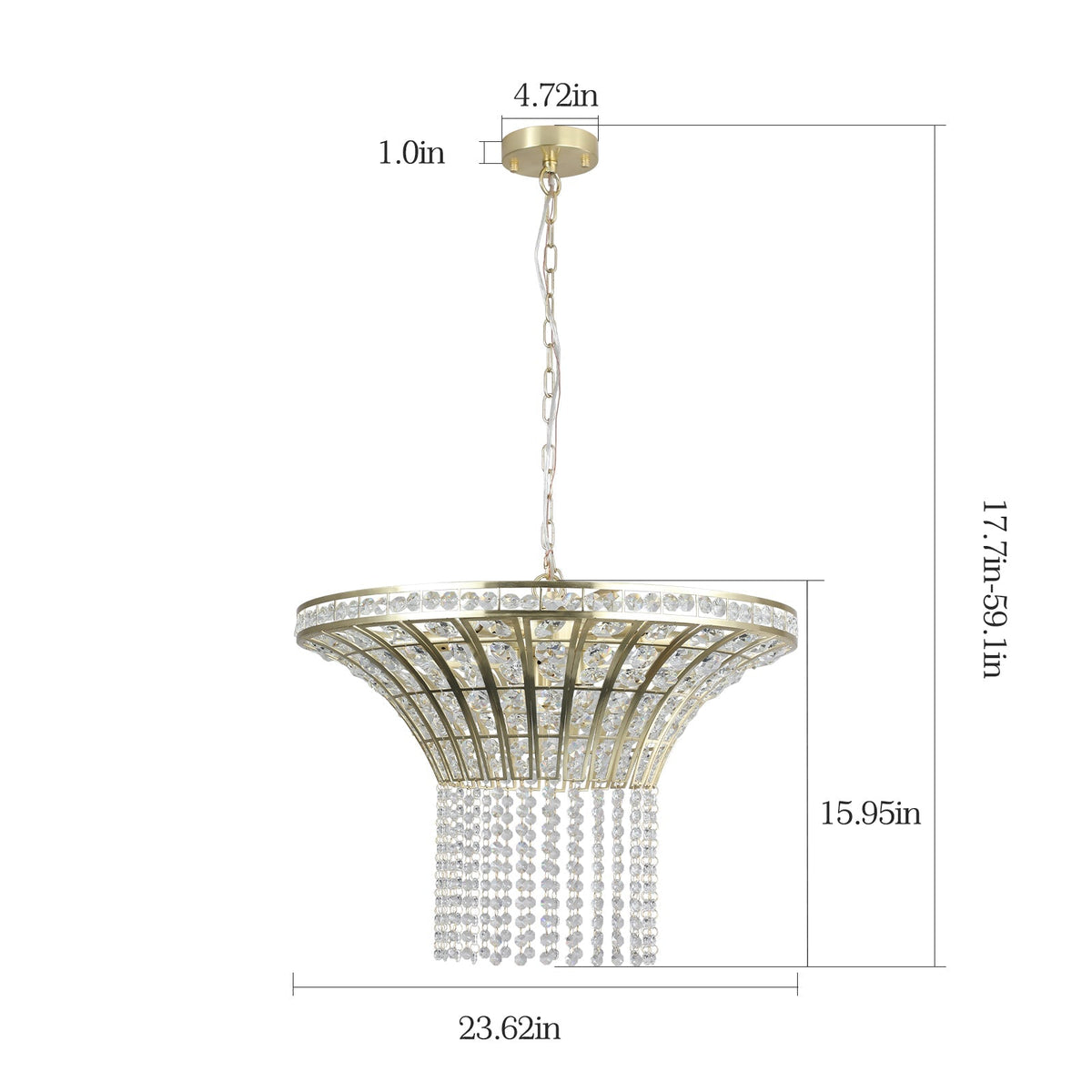 8-Light 23.6' Wide Crystal Waterfall Chandelier