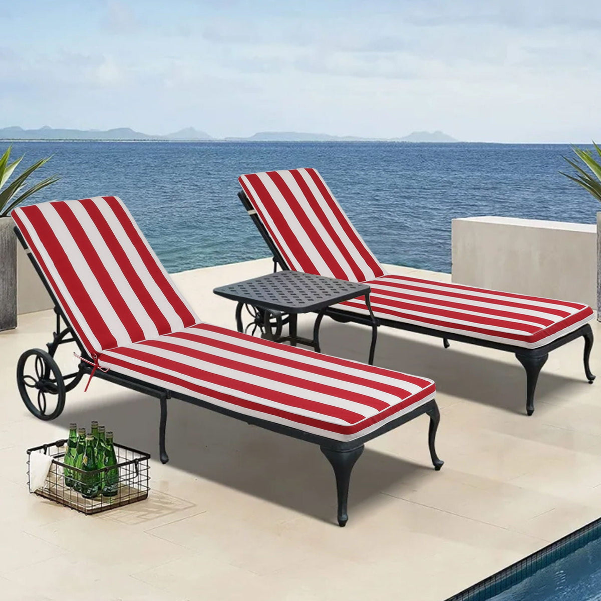 2 Pieces Set Outdoor Lounge Chair Cushion Replacement Patio Furniture Seat