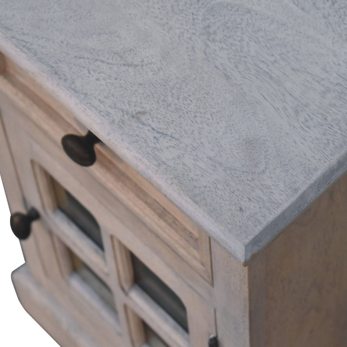 Glazed Bedside Table - Stone White