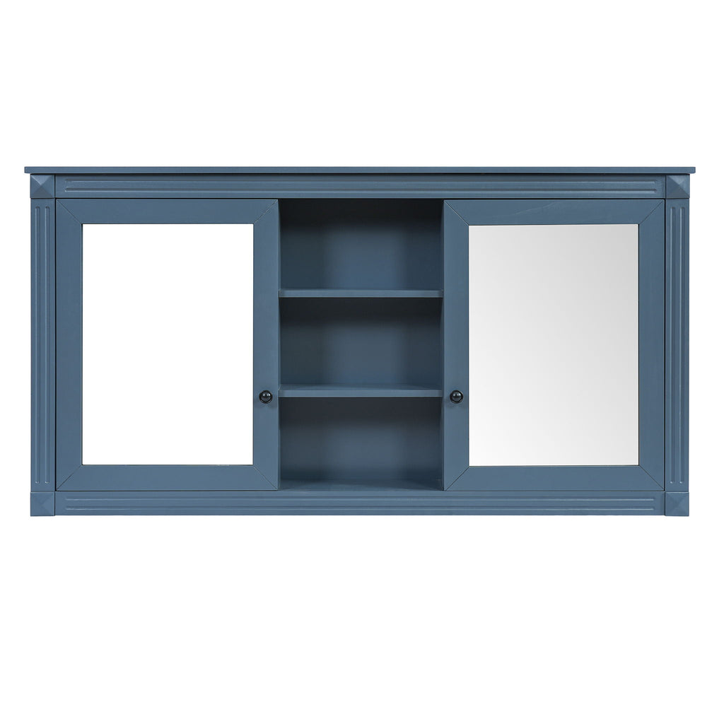 Modern Wall-Mount 2 In 1 Mirror Cabinet With Adjustable Shelves, Soft-Closing Hinges
