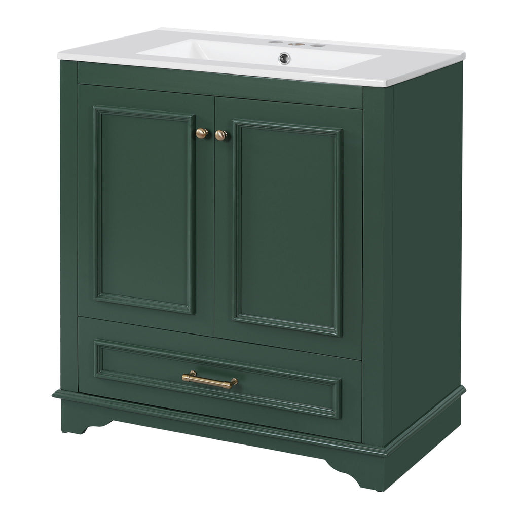 Bathroom Vanity With Sink, Cabinet & 2 Soft Closing Doors & Adjustable Shelf