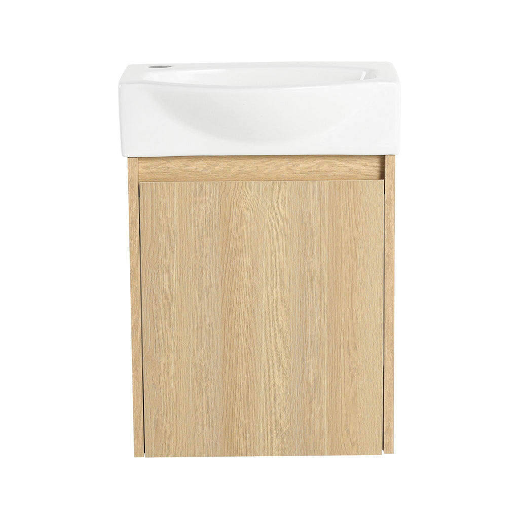 Modern Bathroom Vanity With Ceramic Basin, Wall Mounted Floating Sink Combo, Storage Cabinet
