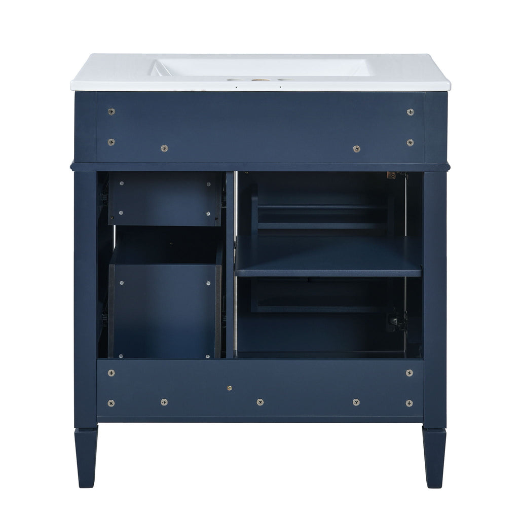 Bathroom Vanity With Top Sink, 2 Drawers & Tip Out Drawer