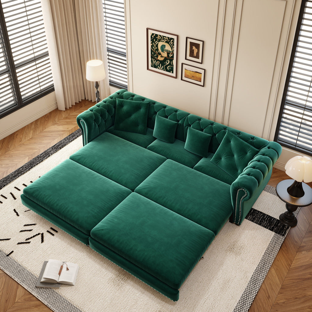 3 In 1 Pull Out Convertible Sleeper Sofa Bed, King Size, Chaise Lounge