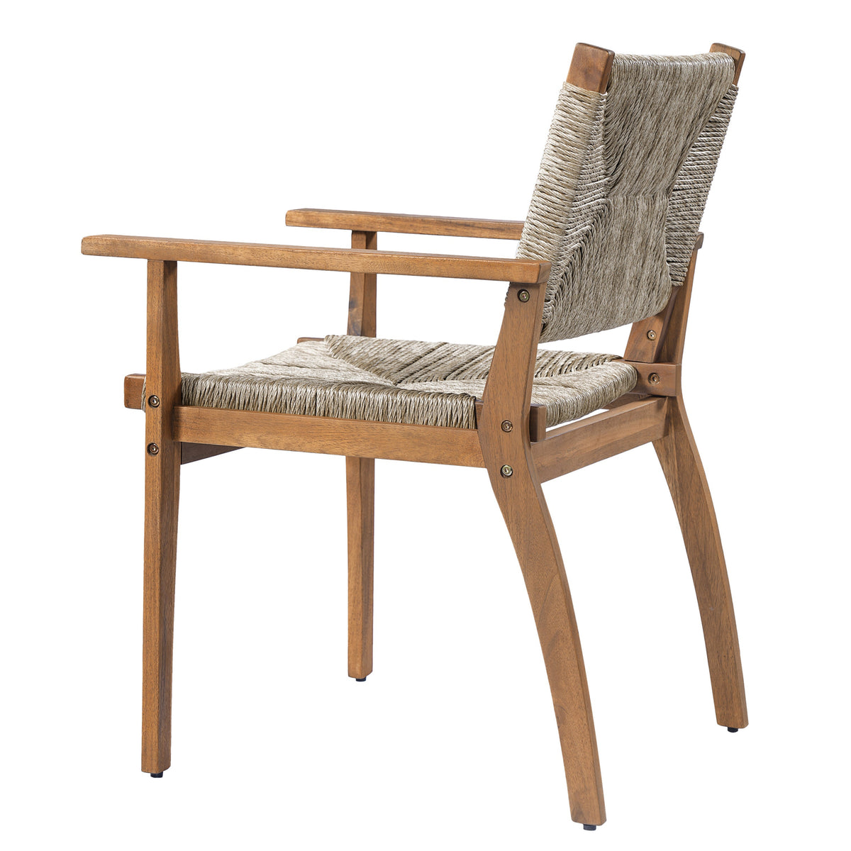 Durable Outdoor Dining Chair Set with Acacia Wood Frame and Wicker Seat