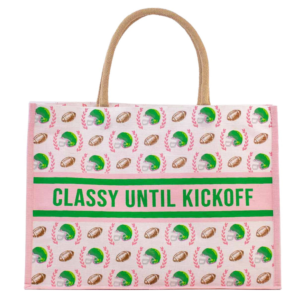 Classy Until Kickoff Juco Tote   Pink/Multi   19x14x7.5