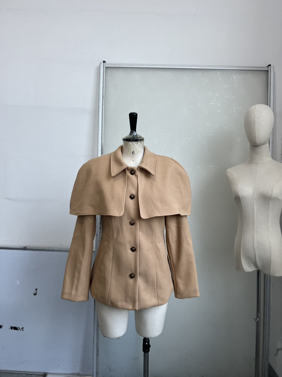 British-style Patchwork Fake Two-Piece Cinched Cloak Trench Coat For Women