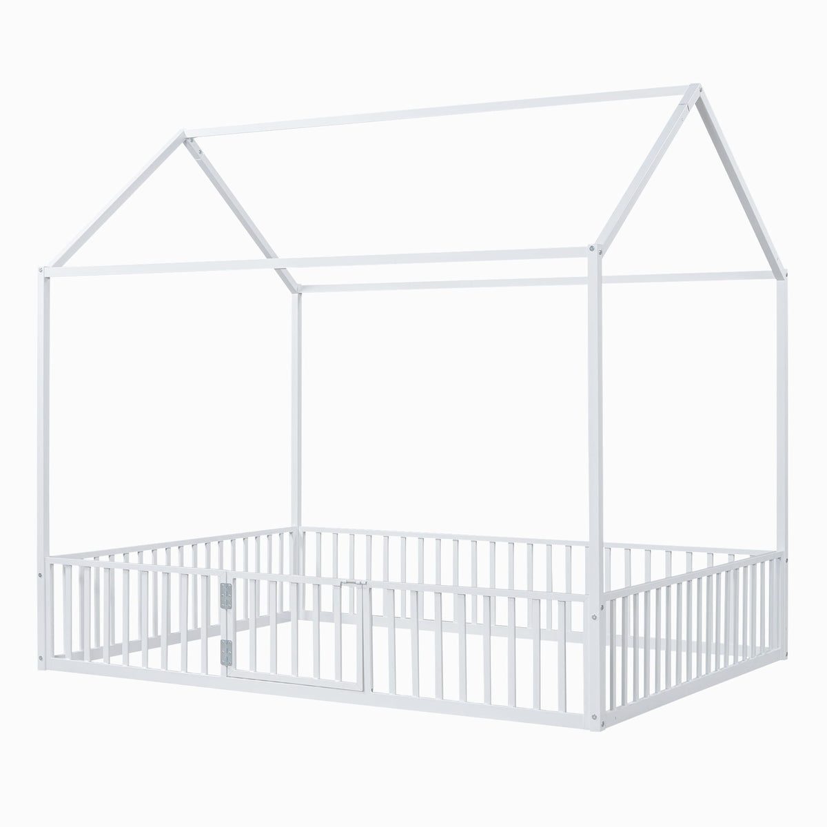 Metal House Bed With Fence And Door