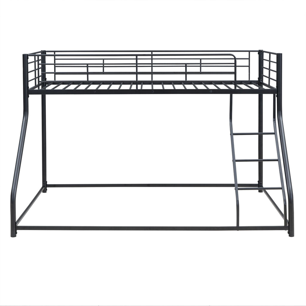 Metal Floor Bunk Bed With Sloped Ladder, Space Saving Design