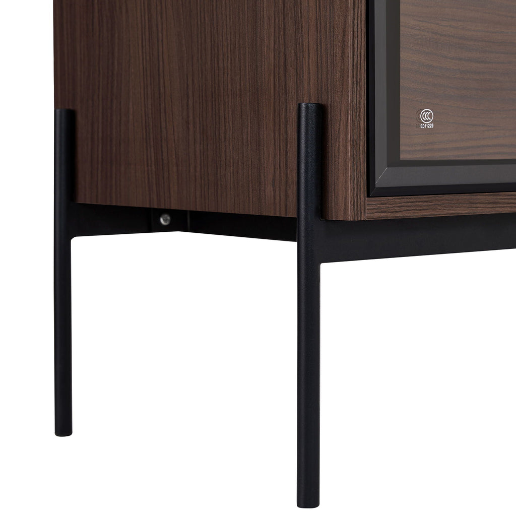 Modern Minimalist Style LED Curio Cabinet With Tempered Glass Door, Metal Legs